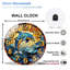 Horloge murale dauphin vitrail - 12 po