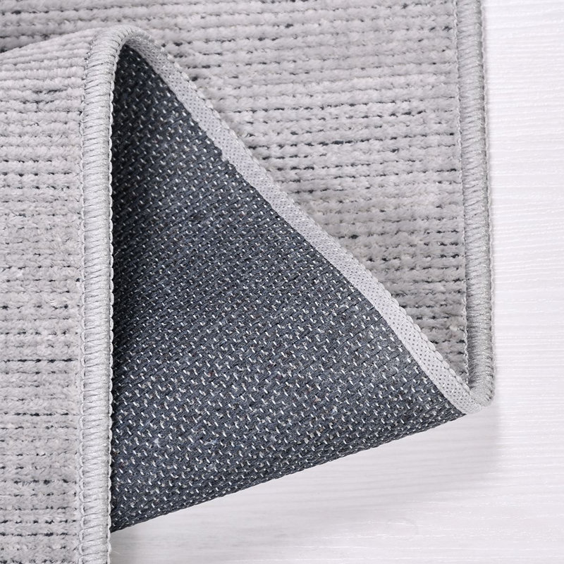 Tapis gris moderne lavable à la machine, Rectangle 3 pi 4 po x 6 pi 7 po