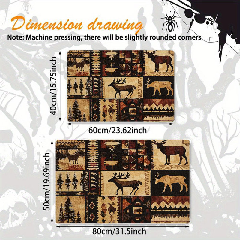 Tapis rustique 1pc Lodge, paillasson Moose Deer, L 19,69 po x L 31,5 po