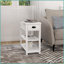 Table basse blanche escamotable peu encombrante avec tiroirs et amp; Tablette, design minimaliste pour le salon, la chambre à coucher