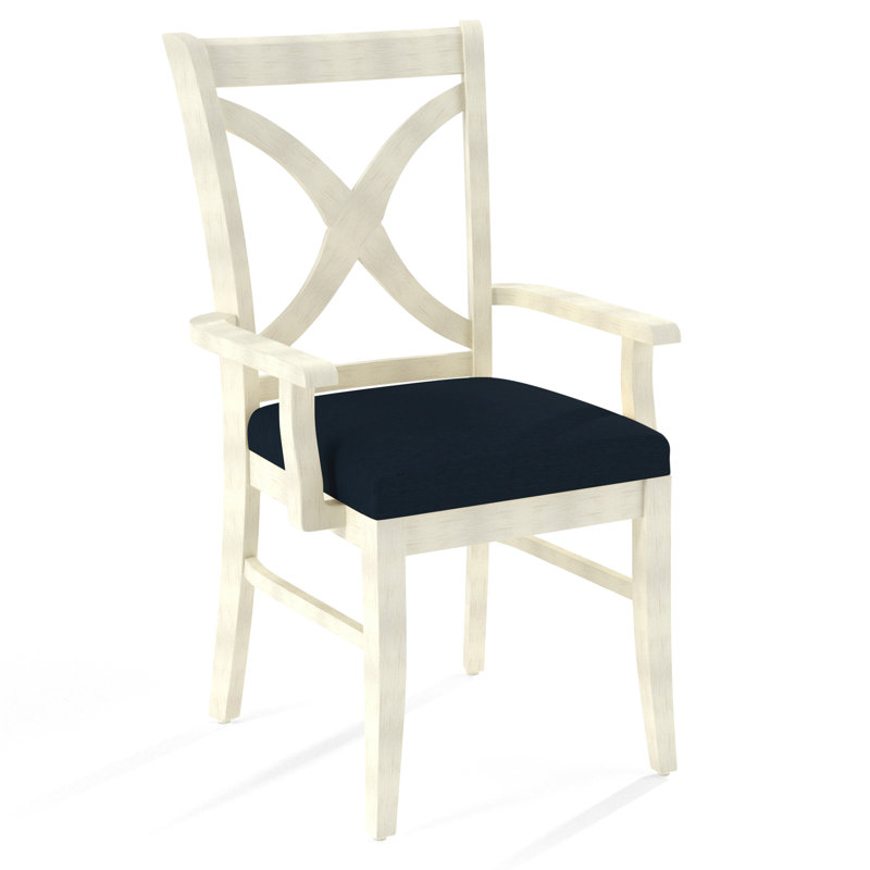 Fauteuil Hues, Finition blanc givré antique, Indigo géométrique 0414-63
