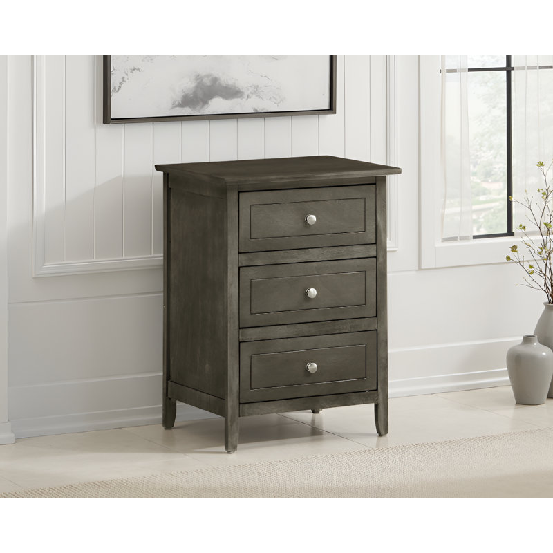 Table de chevet 3 tiroirs gris Lurne, Gris
