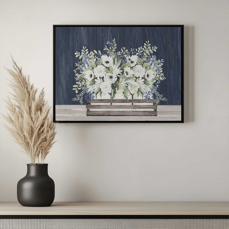 «Touch of Blue» par Cindy Jacobs, reproduction d'art, L 40 x H 30, Or, Framed Canvas