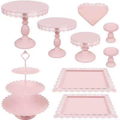 9-Piece Metal Cake and Cupcake Stand Set, Dessert Display Tower for Party