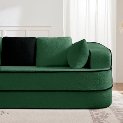 ELYSEES, canapé 2 places à droite avec coussins en tissu - vert