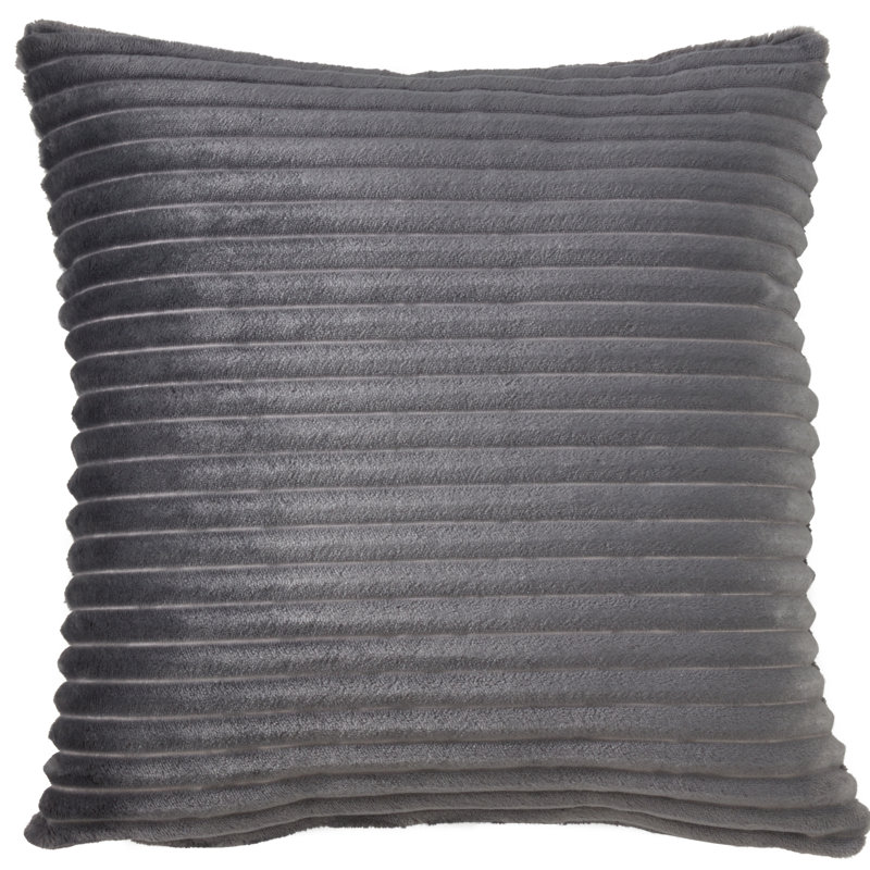 Gray Ribbed Faux Rabbit Fur 18" Decorative Pillow