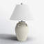 Lampe de table en céramique beige rustique de 25 po, lampe de table de chevet simple avec abat-jour en lin blanc à intensité variable pour décor de chambre à coucher-1650172878