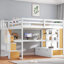Lit plateforme avec rangement intégré, bois massif blanc pur naturel, avec bureau et tablettes pour les chambres à coucher