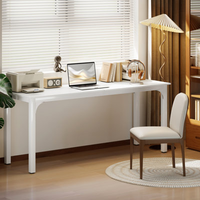 Bureau d'ordinateur 71 ", bureau d'étude avec pieds en métal, blanc