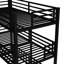 Lit superposé triple en métal noir avec dimensions simples TG, construction robuste et sommeil silencieux dans les maisons de vacances au-dessus des garde-corps, conception réduite, noir, idéal pour les espaces restreints-1305258569