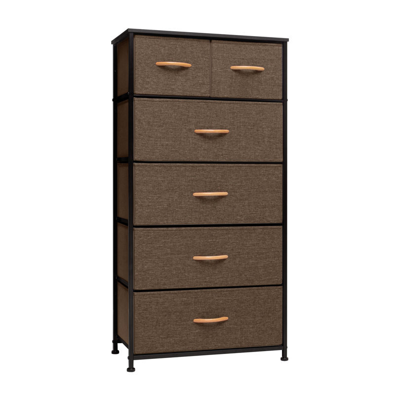 Commode 6 tiroirs Yarilis, Brun / noir