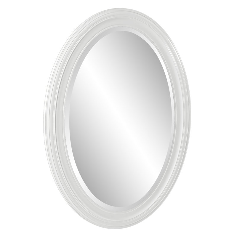Cardale Solid Wood Oval Mirror, Matte White Lacquer