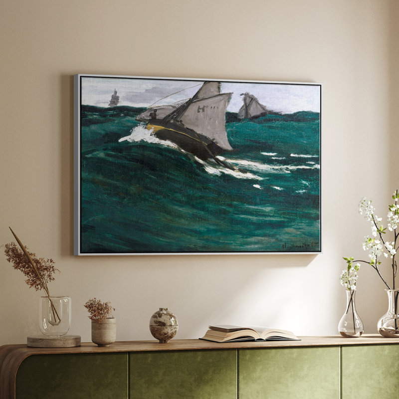 Rétro nautique - Lxxxi, Toile encadrée flottée blanche, 27" H x 41" W