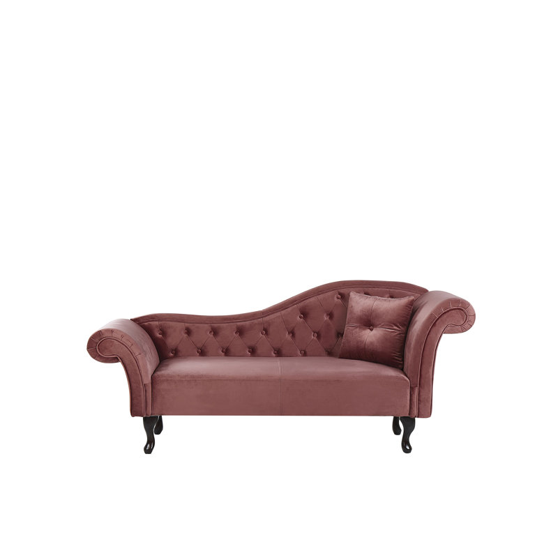 Whitlock Velvet Chaise Lounge, Right-Arm Chaise, Pink