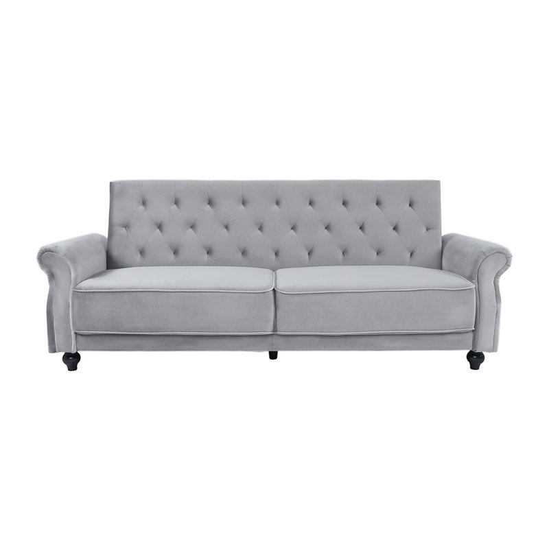 Streator 3 Seater Velvet Sofa Bed, Grey  Velvet