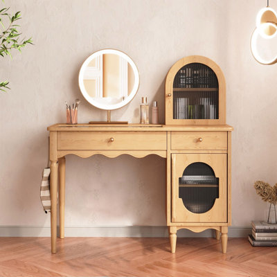 Nado Storage Makeup Vanity with LED Round Mirror