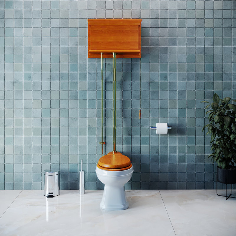 Toilette ronde 2 pièces 2 GPF (siège non inclus), Finition en acajou