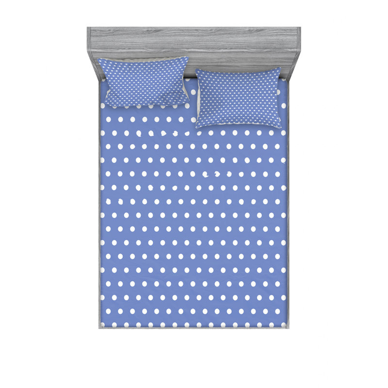 Microfiber Polka Dots Sheet Set, Queen Sheet Set with Fitted Sheet