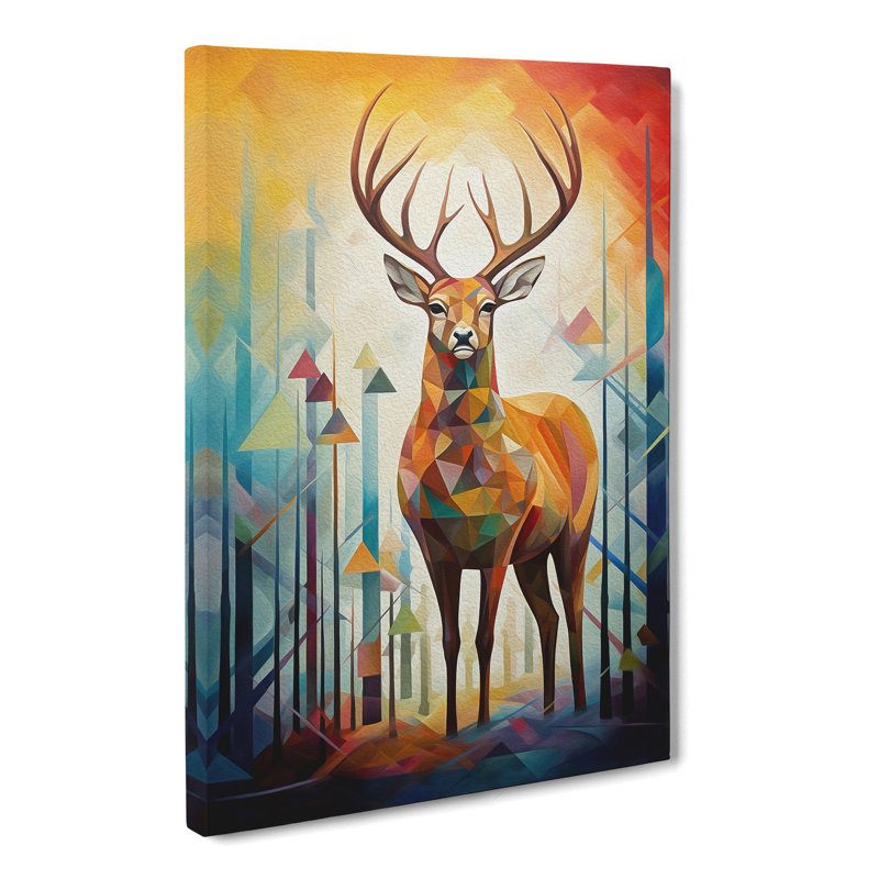 Deer Cubism - Wrapped Canvas Print, 50cm H x 35cm W x 3cm D