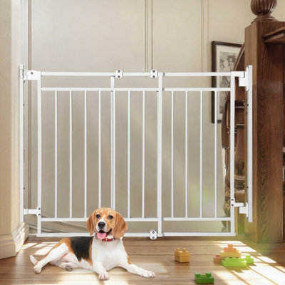 Barrière de sécurité pour animaux de compagnie pour escalier, fixation murale (perceuse requise), barrière extensible pour chien sans barre inférieure, barrière de sécurité à fermeture automatique très large, barrière pour animaux de compagnie et pour tout-petits