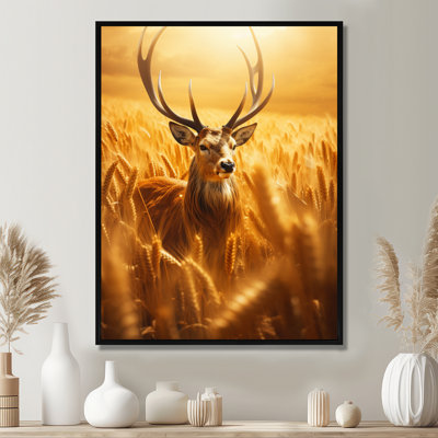 Noble «Dear In Summer Wheatfields», art mural animal cerf