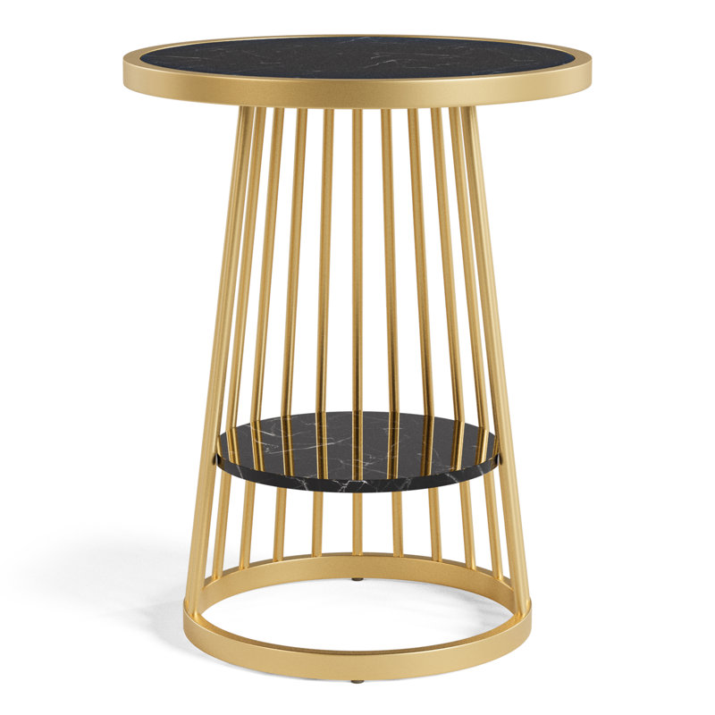 Table d'appoint ronde en acier 17,75 po Demick, Noir