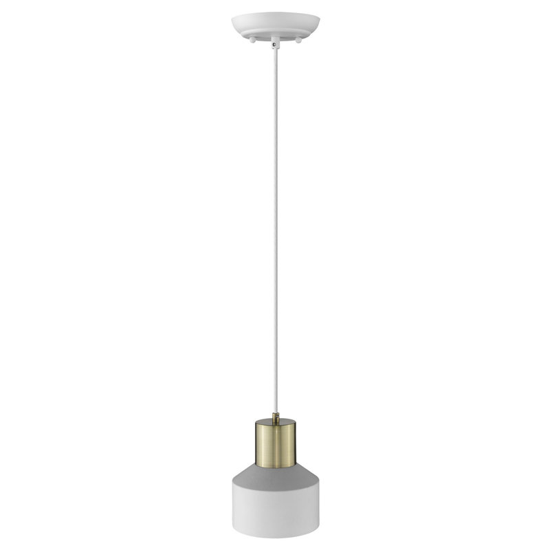 Luminaire suspendu Reydan sans accents de matériau secondaire ou d'accent, H 8 po x l 6,25 po x P 6,25 po, Blanc / or