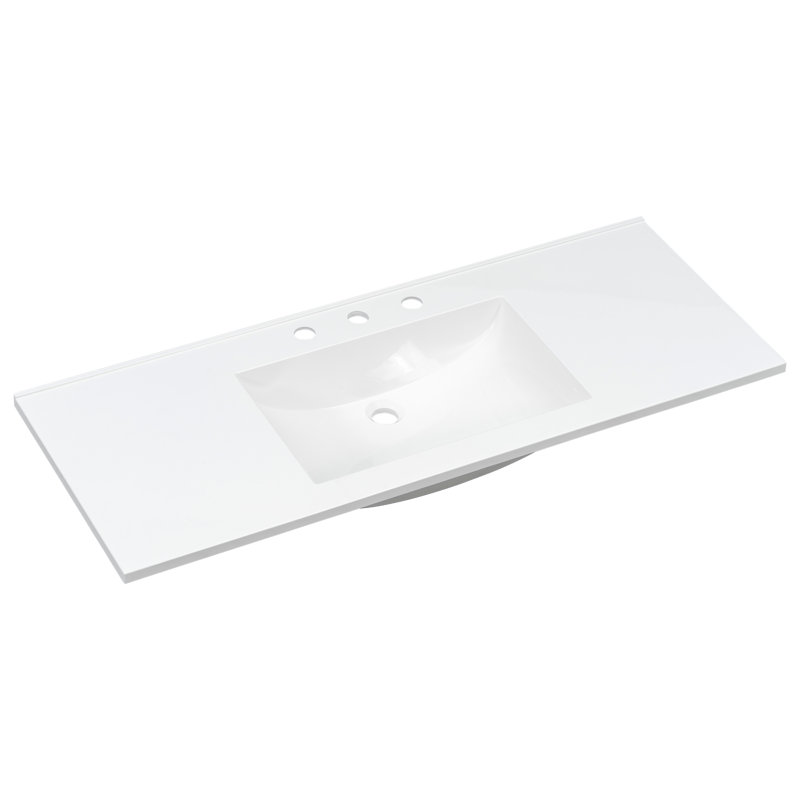 48" White Composite Bathroom Vanity Top with Integrated Sink, 3-Hole Pre-Drilled Rectangular Basin Countertop(only sink )