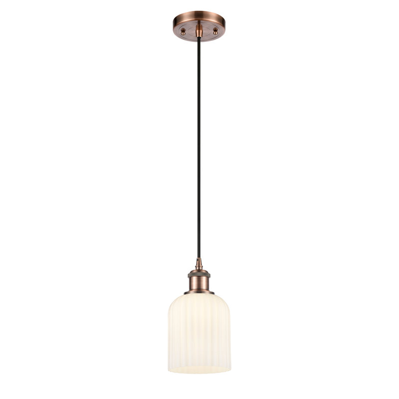 Luminaire suspendu 1 lumière Aalina, Cuivre antique, Gloss White