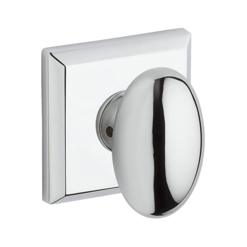 Double Dummy Door Knob with Traditional Arch Rose, Polished Chrome