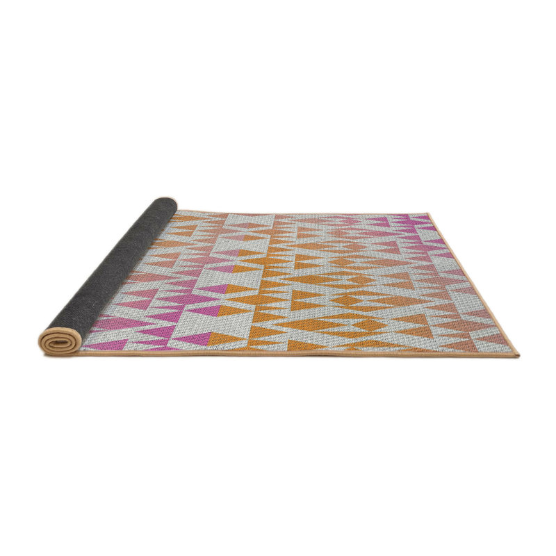Tapis orange à motif géométrique Kincer, Rond 3 pi