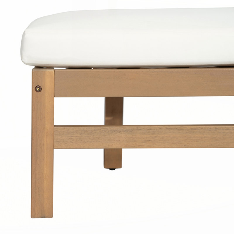 5-Position Solid Wood Adjustable Outdoor Chaise Lounge with Thick Cushions, 1, Light Teak
