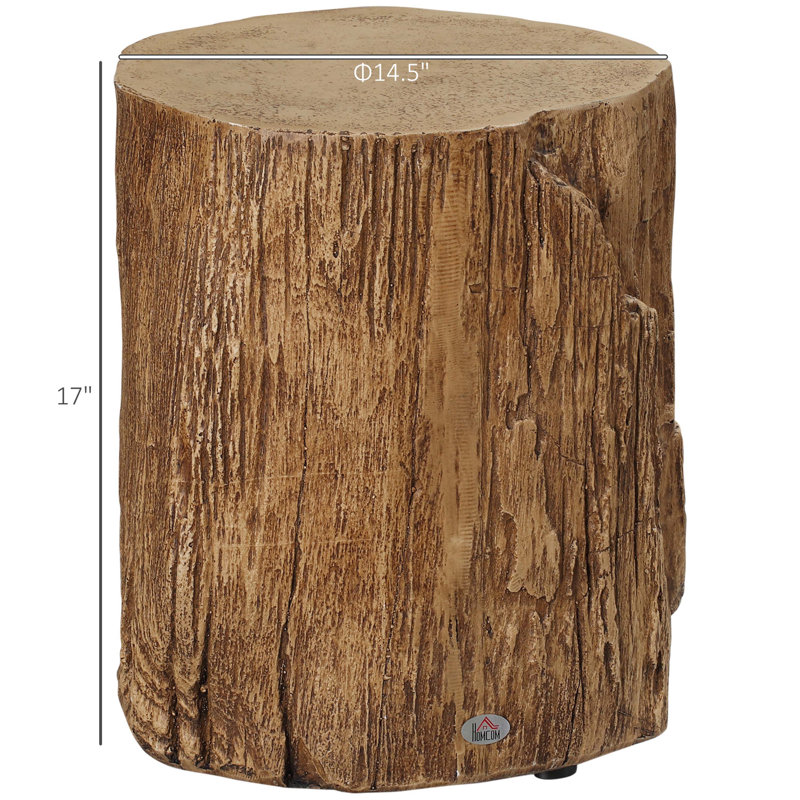 Tree Stump Stool, Decorative Side Table with Round Tabletop, with Wood Grain Finish,Natural