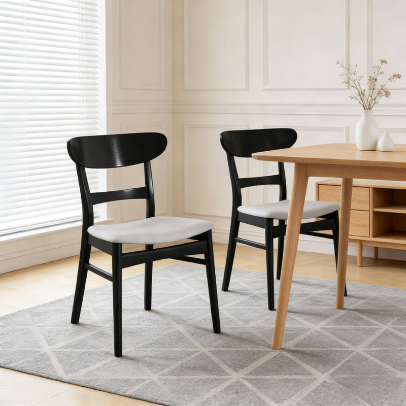 Chaise de salle à manger, Gris clair / noir