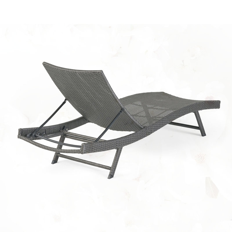 PE WICKER CHAISE, Gray, 2