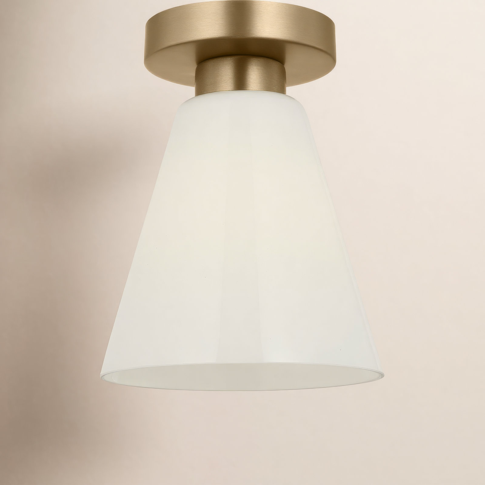 Hayden 7" Glass Flush Mount, Satin Brass, White