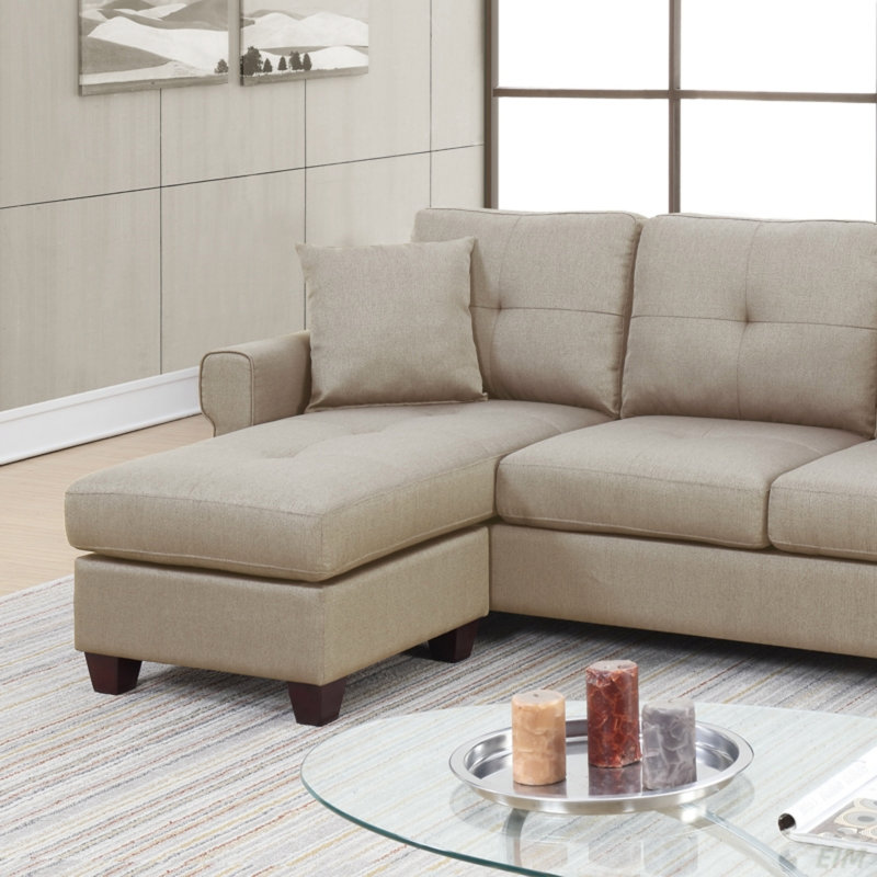 2-PCS SECTIONAL Polyfiber Sectional Set (Sectional), Beige Fabric