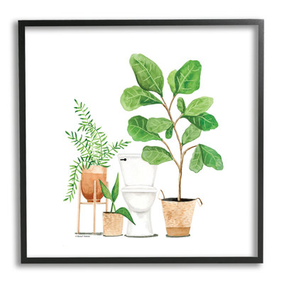 «Bathroom Greenery Varied Plants» par Rachel Nieman - cadre flottant, impression sur bois