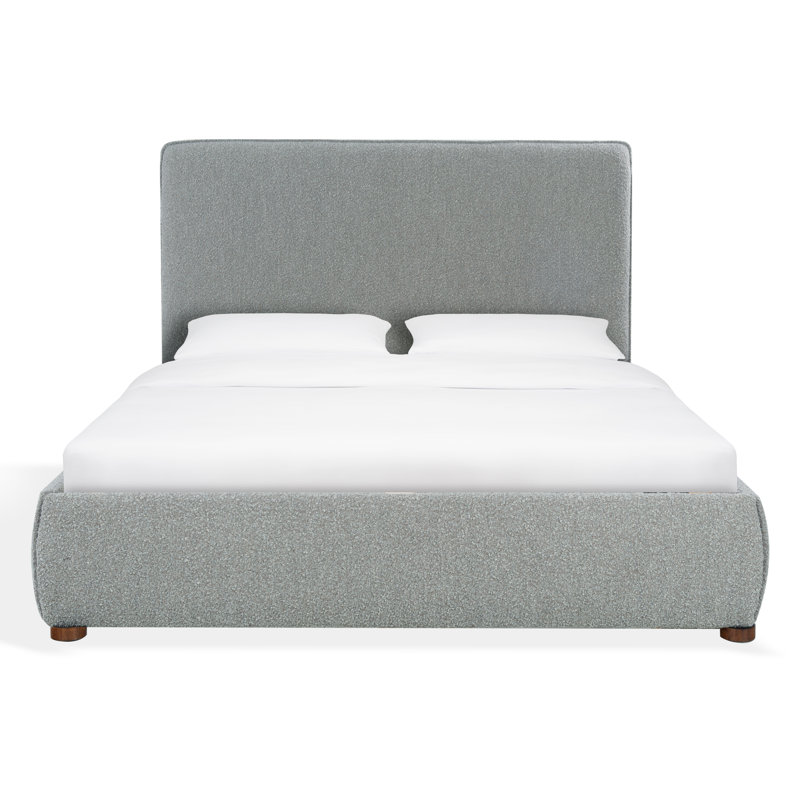 Callahan Upholstered Platform Bed, Queen, Light Gray Boucle