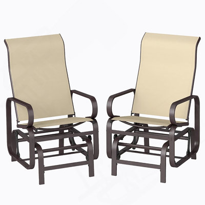 Cozy Glider Chair Set Of 2,Outdoor Gliding Lounger Chair
