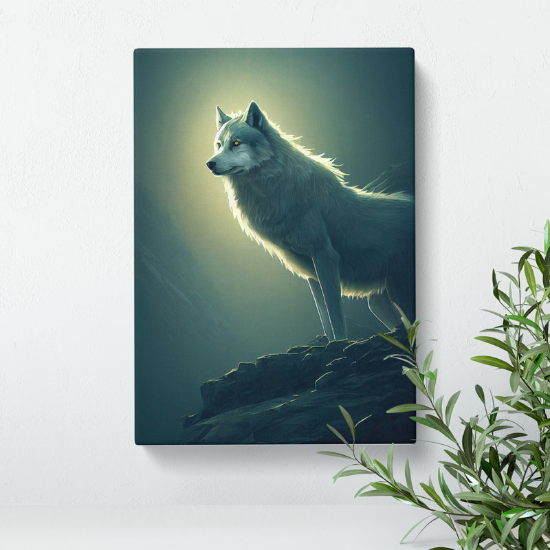 XC1022-5287X Wolf Upon The Rock - Wrapped Canvas Print, 50cm H x 35cm W x 3cm D