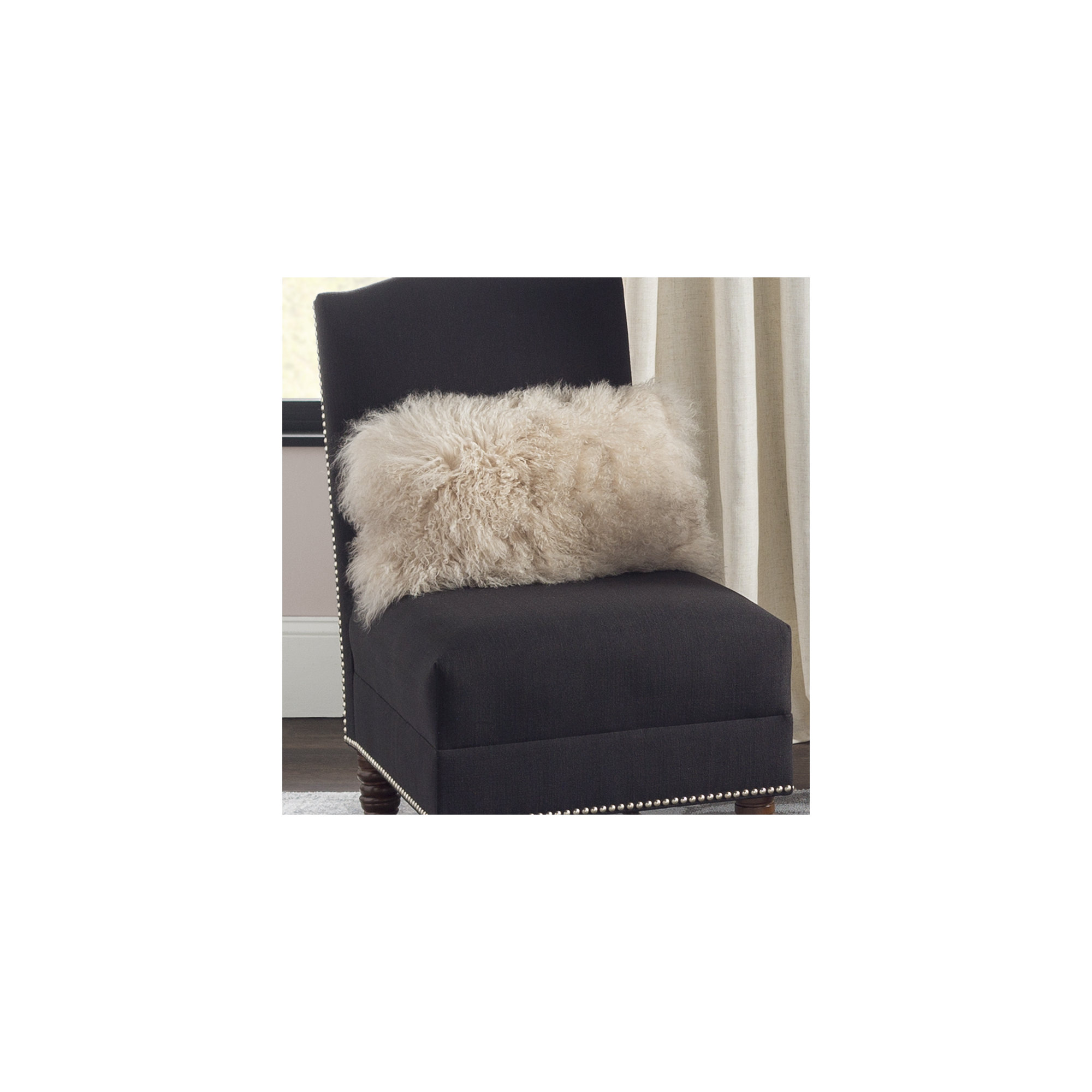 Iyana Wool Lumbar Throw Pillow, Oyster, 12"H x 20"W
