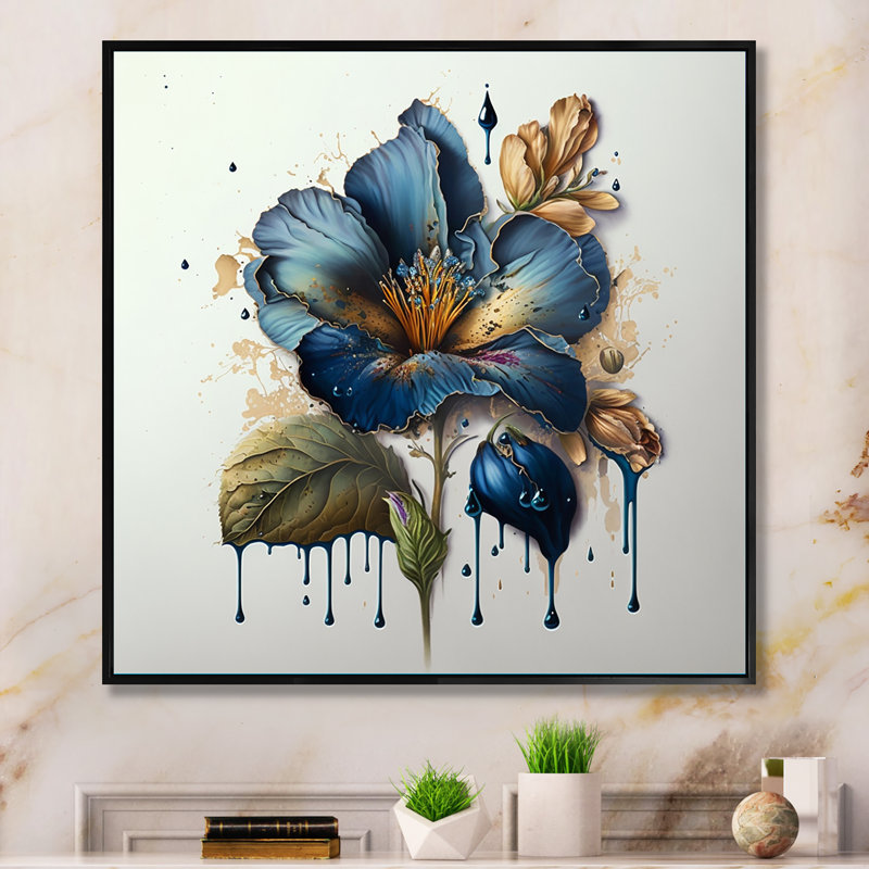 Fleurs réalistes II - reproduction sur toile, H 16 po x l 16 po x P 1 po, Toile avec cadre flottant noir