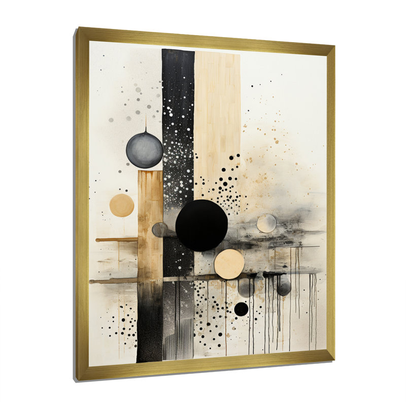 Monochromatique Fusion III - Collages abstraits, art mural, salon, H 40 po x l 30 po, Encadrement doré