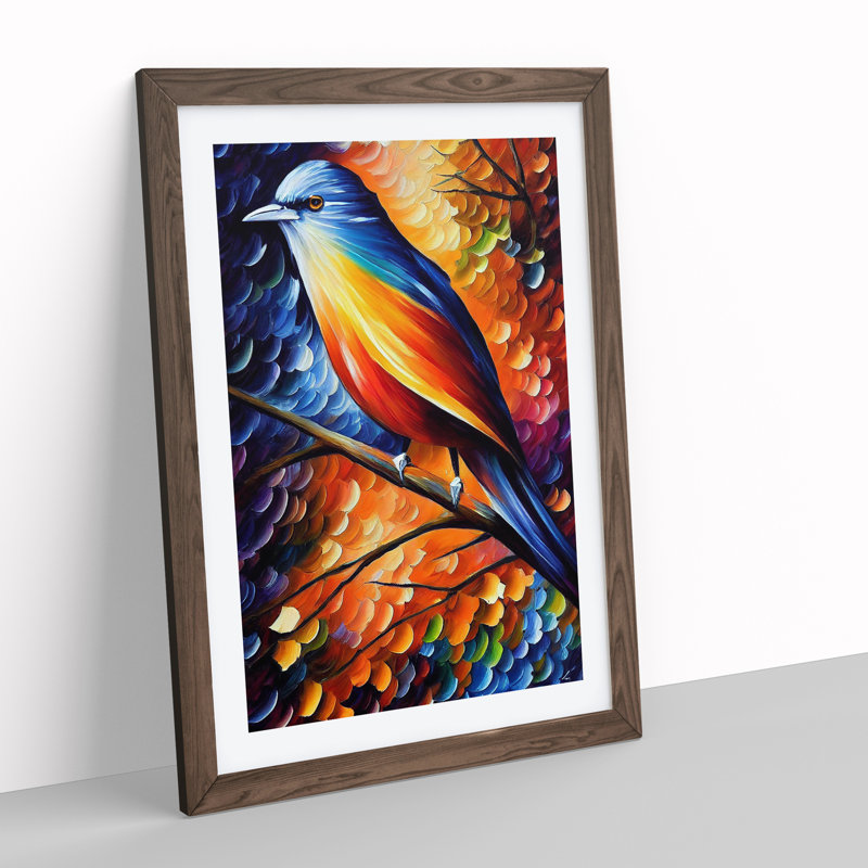 Bird Portrait No.3 - Wall Art, White, 64cm H x 46cm W x 2cm D, Walnut