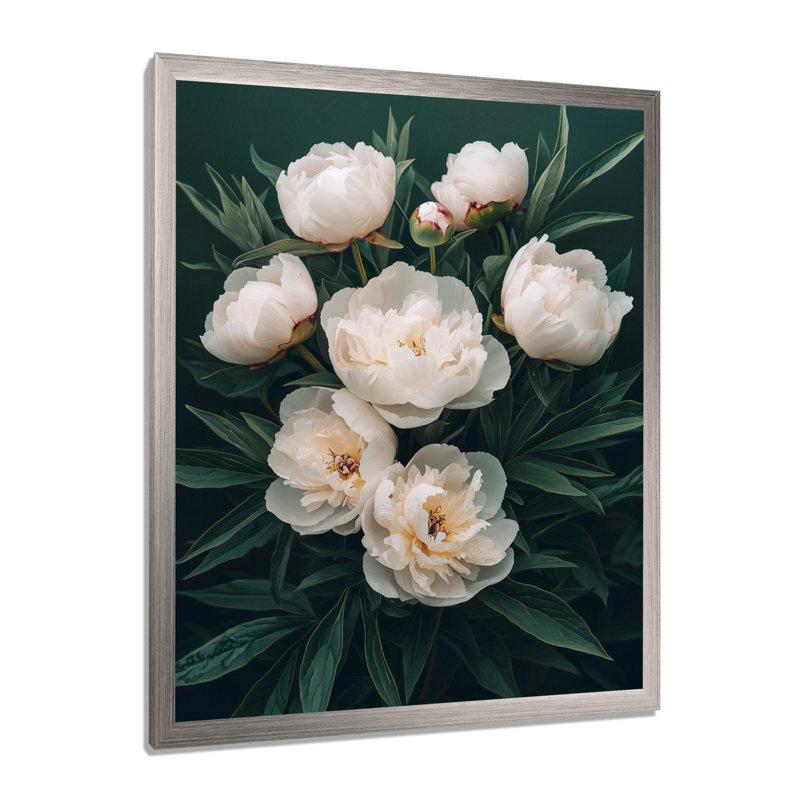 Beese - Floral Canvas Wall Art, Argent argent, H 32 po x l 24 po, Reproduction encadrée sans passe-partout