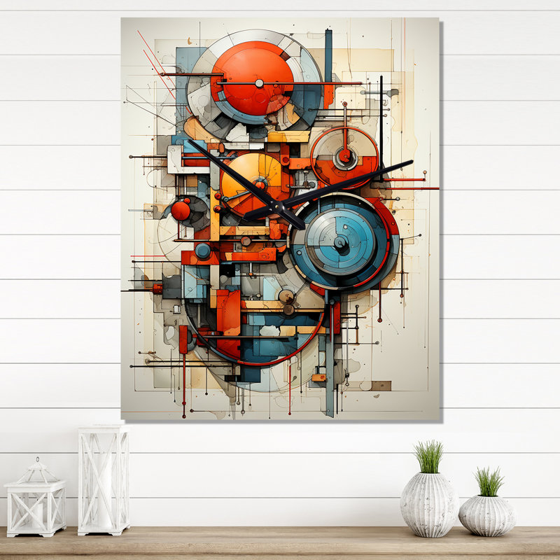 Constructivisme d'assemblage dynamique géométrique III - Très grandes horloges murales abstraites, H 28 po x l 12 po x P 1 po