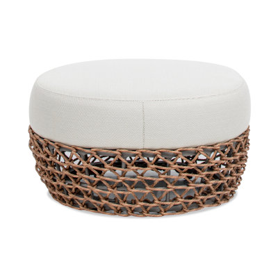 Demars 25" Round Upholstered Woven Patio Ottoman