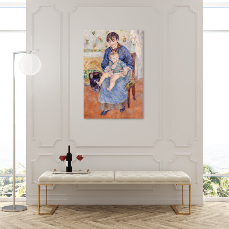 «Young Mother» par Pierre-Auguste Renoir - Impression sur toile, H 45 po x l 30 po, Toile tendue