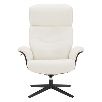 Fauteuil inclinable pivotant Mid-Century en cuir véritable